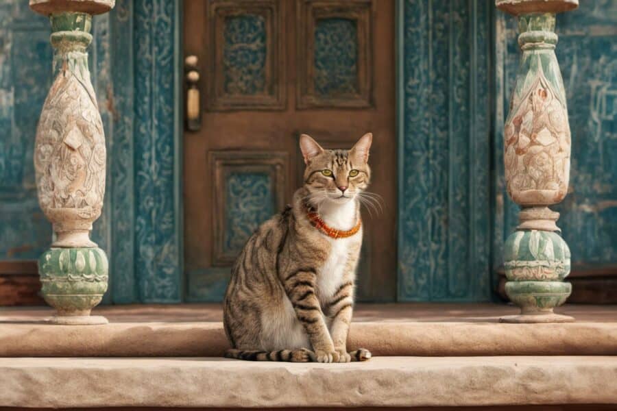 cat on Indian doorstep